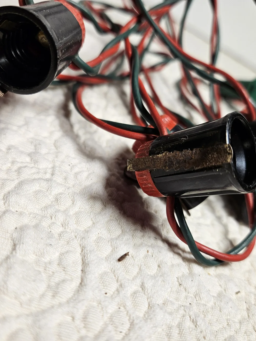 Vintage String Light Socket Set in Red and Green